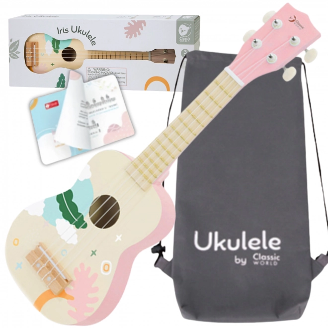 Ukulélé en bois classique pour enfants - Rose