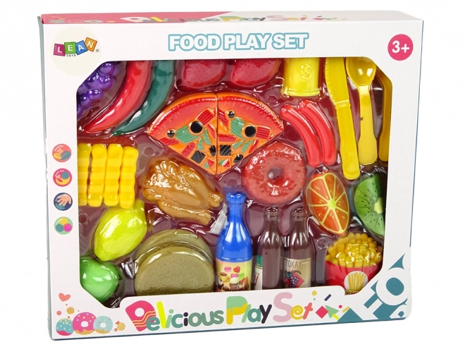 Ensemble de Nourriture en Plastique 30 pcs avec Fruits et Frites