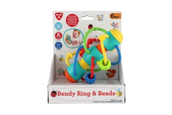 Hochet/anneau de dentition spirale avec billes plastique 16x10cm dans boîte 17x20x10cm 6m+