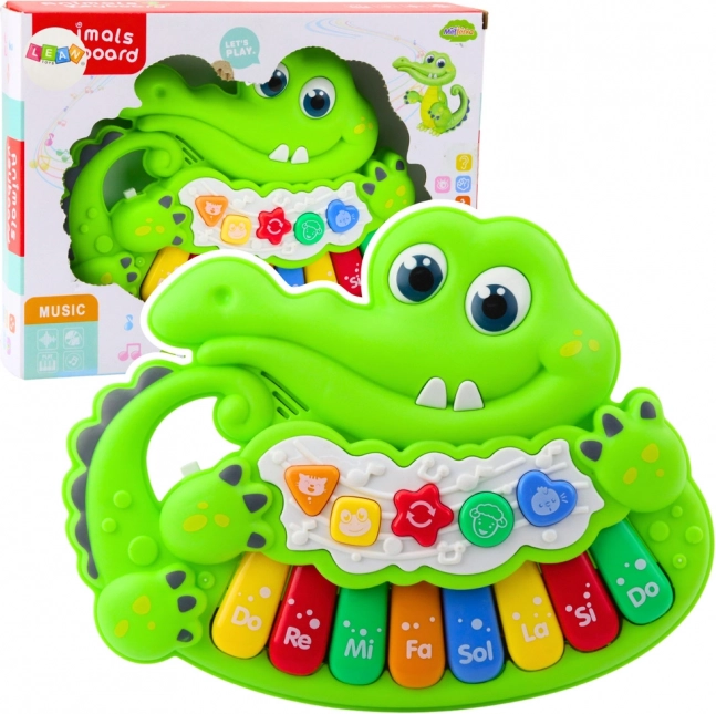 Petit piano interactif pour enfants avec sons d’animaux et lumières, vert
