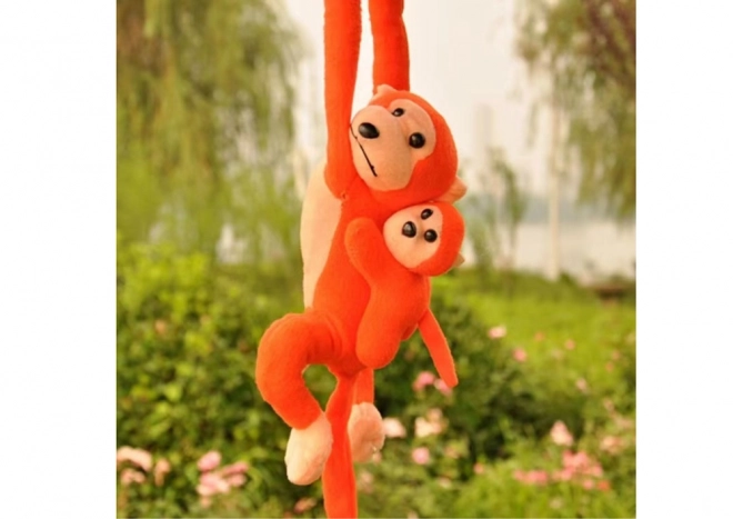 Singe en Peluche avec Bébé Orange avec Son