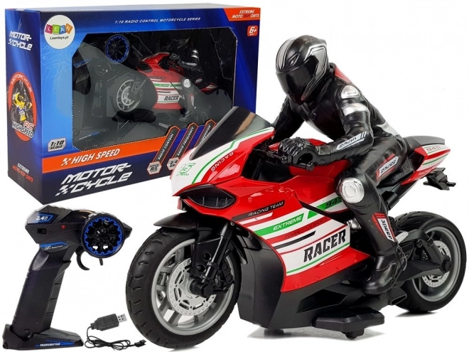 Moto de course télécommandée 2.4G Portée 35m Rouge