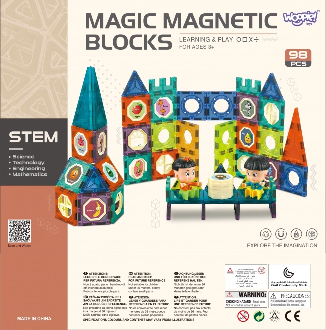 Woopie kit de construction magnétique château 98 pcs