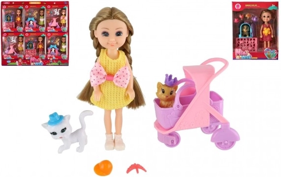 Poupée avec animal de compagnie et accessoires, 14 cm