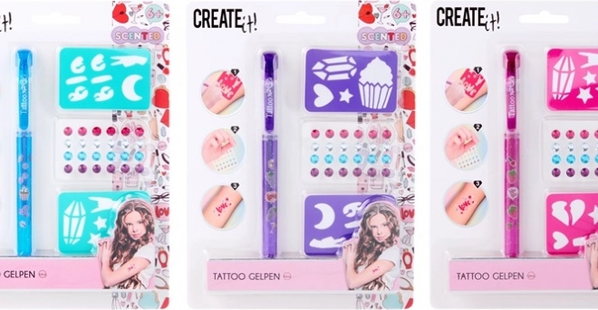 Set de tatouage avec stylos gel parfumés pour enfants