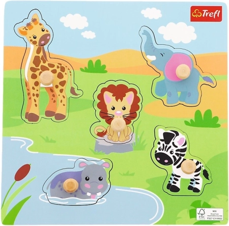 Mini puzzle en bois Safari – 5 pièces