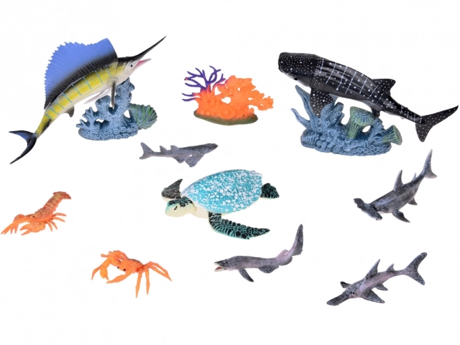 Ensemble d'animaux marins - tortue, homard, poisson-scie, crabe et plus