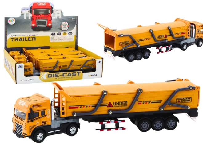 Modèle de Camion de Construction 1:24 avec Lumières et Sons - Jaune