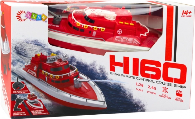 Bateau de sauvetage à moteur télécommandé rouge 1:28