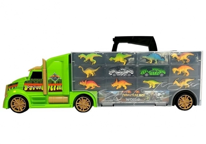 Malette Transporteur Trie-Camions avec dinosaures vert