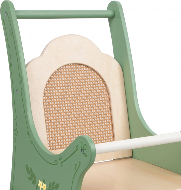 Poussette vintage en bois pour poupées