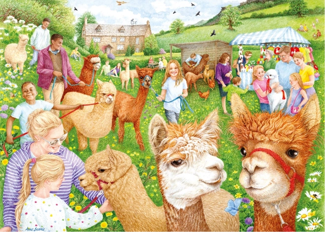 Puzzle Ferme avec des alpagas - 1000 pièces