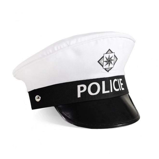Ensemble de police de circulation tissu/plastique casquette, bâton, sifflet sur carte 30x48x8cm