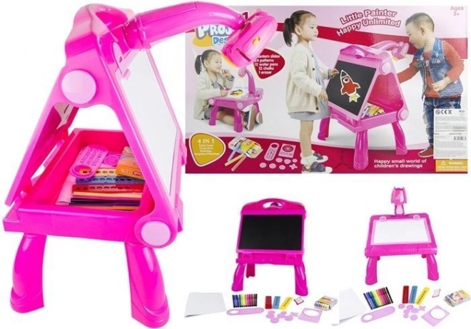 Tableau rose avec projecteur pour dessiner et peindre