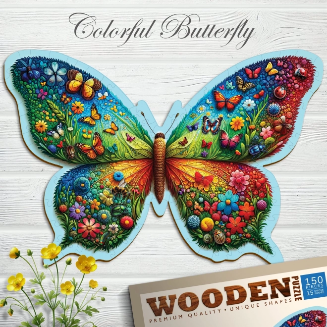 Puzzle en bois Papillon coloré 150 pièces