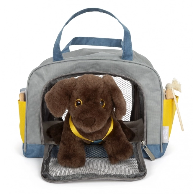 Petit chien en peluche avec set de soins
