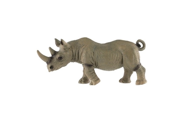 Rhinocéros à deux cornes en plastique de zoo 14cm dans un sac