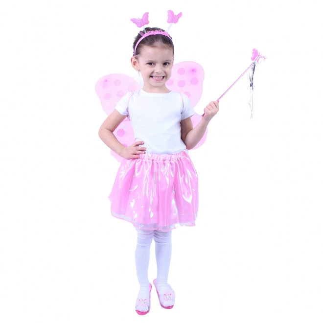 Costume de papillon avec ailes roses et accessoires