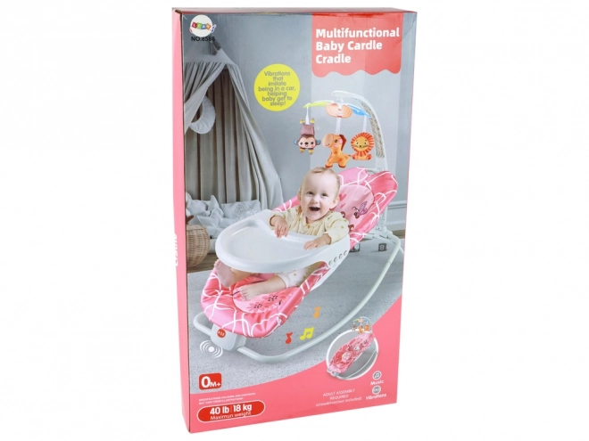 Fauteuil à bascule pour enfants 2 en 1 Chaise Sons Vibrations Girafe – rose