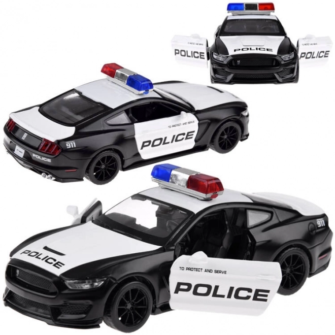 Voiture de police en métal Ford Shelby GT350 à l'échelle 1:32 avec effets de lumières gyrophare