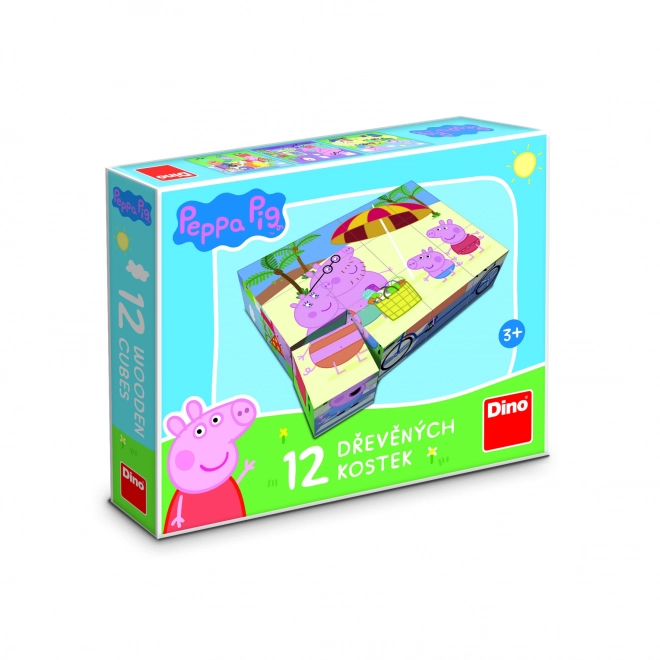 PEPPA PIG 12 Cube en bois sous licence