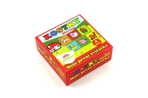 Cubes kubus quatre cubes Mes premiers animaux bois 4pcs en boîte 8,5x8,5x4cm MPZ