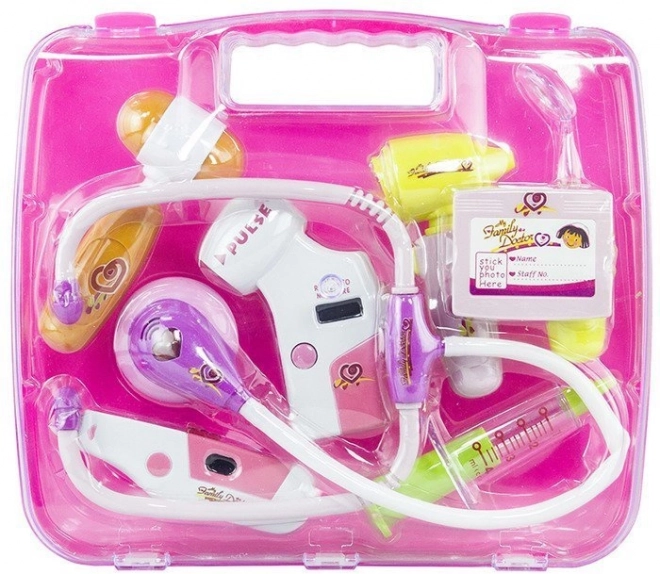 Stéthoscope rose Ensemble médical dans une valise