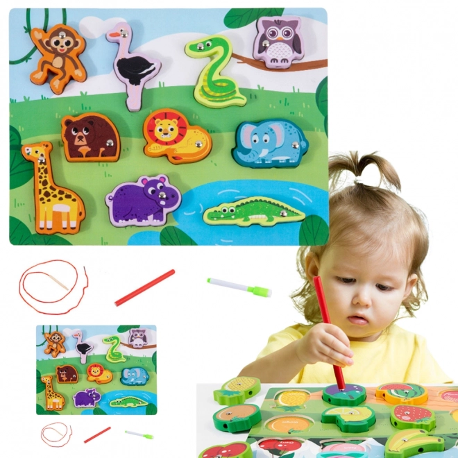 Puzzle magnétique en bois avec des animaux