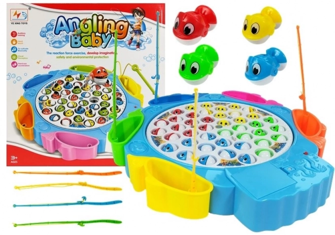 Jeu de pêche 4 cannes à pêche Bleu