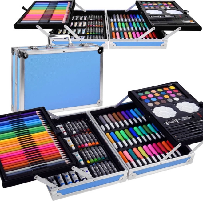 Ensemble polyvalent de fournitures artistiques dans une mallette