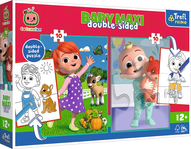Puzzle recto-verso COCOMELON – amis, TREFL Baby Maxi 2×10 pièces
