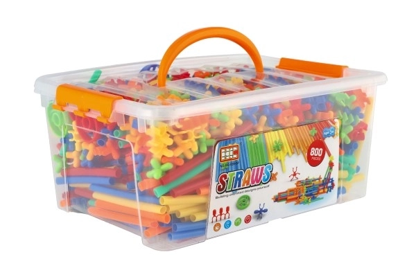 Kit de construction créatif avec pailles 800 pièces dans une boîte en plastique