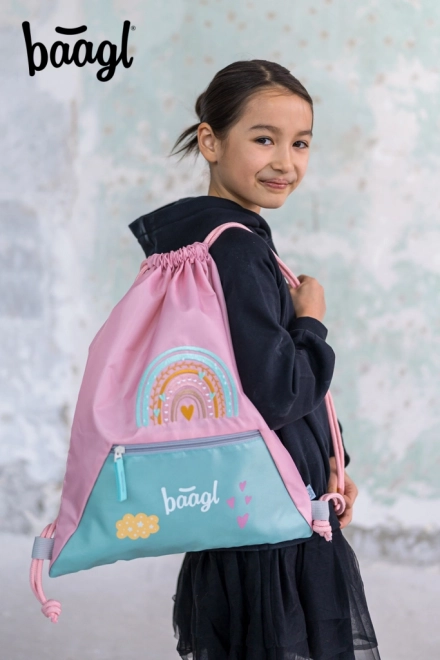 Sac BAAGL avec poche Arc-en-ciel rose