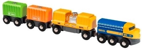 Ensemble coloré avec trois wagons de marchandises