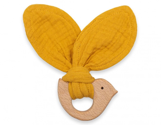 Anneau de dentition avec oiseau New Baby Bird moutarde