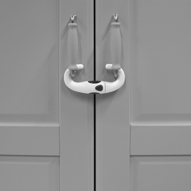 Verrou pour poignées d’armoire en U, blanc/gris