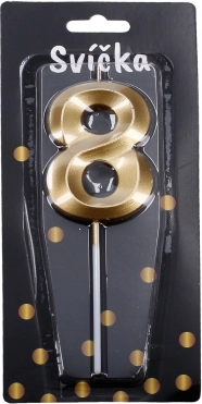 Bougie de fête chiffre huit dorée