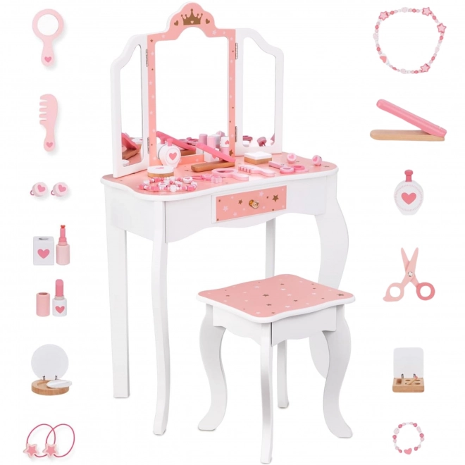 Coiffeuse en bois avec chaise de Tooky Toy