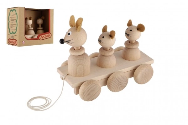 Jouet à tirer en bois Trois Souris