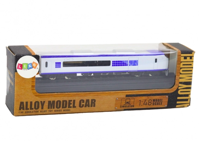 Modèle de wagon de train de collection 1:48 métal blanc-bleu