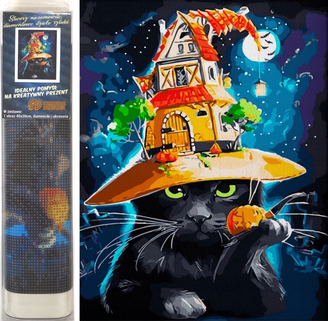 Norimpex Peinture en diamants Chat d'Halloween 30x40cm