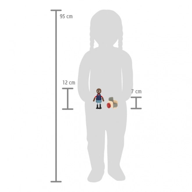 Petites figurines en bois famille avec fauteuil roulant