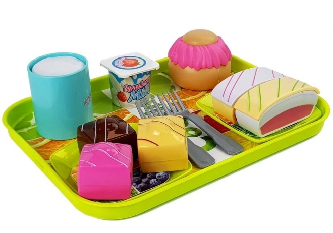 Set de jouets de desserts avec plateau