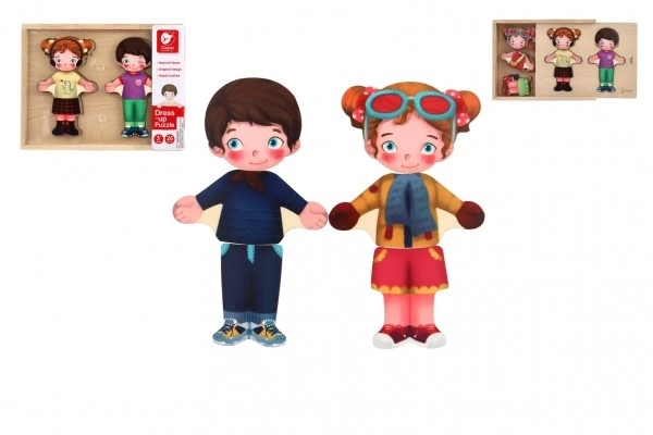 Puzzle en bois habillage - fille et garçon