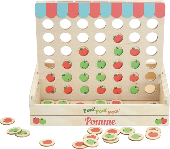 Morpion de voyage en bois avec petites pommes