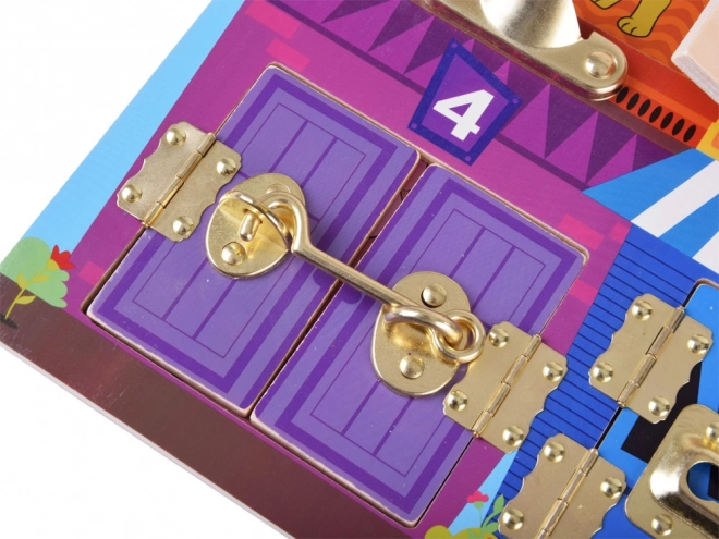 Tableau sensorimoteur avec serrures pour enfants