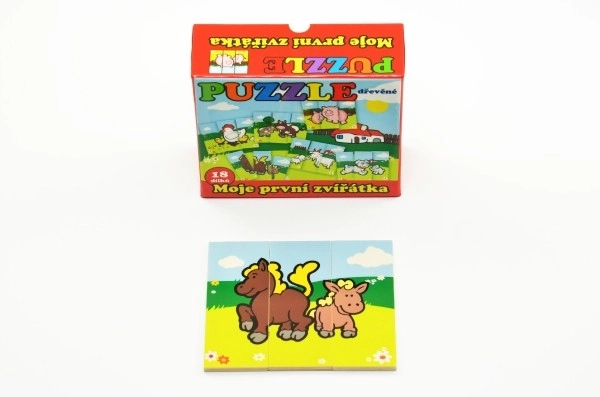 Puzzle Mes premiers animaux en bois 18 pièces pour les plus petits en boîte 13x11,5x4,5cm 12m+ MPZ