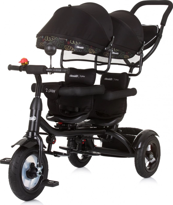 CHIPOLINO Tricycle pour jumeaux 2Play Obsidian