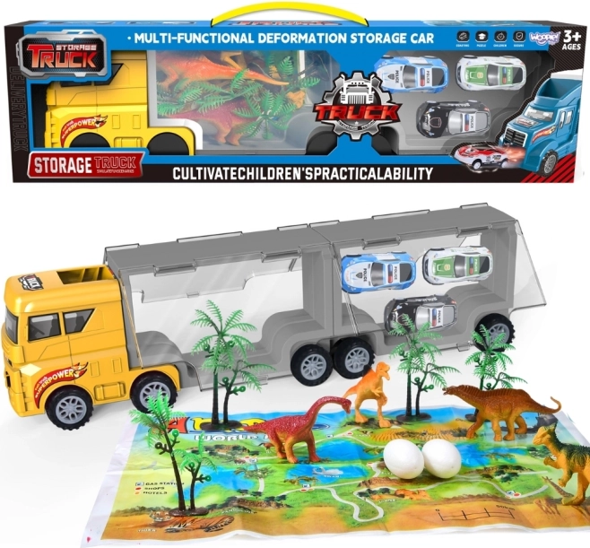 boîte de transport de dinosaures Woopie 2-en-1 avec set et tapis de jeu