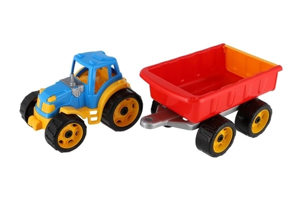 Tracteur avec remorque en plastique 53cm à roue libre en filet